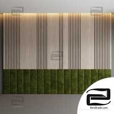 Decorative wall made of wood and soft panels