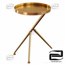 Round Metal Cocktail Coffee Table Cecilia Raw Brass Metal Accent Table