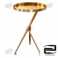 Round Metal Cocktail Coffee Table Cecilia Raw Brass Metal Accent Table