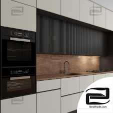 Kitchen Modern 10 Black & White & Wood