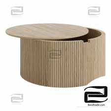 Modern Round Wood Coffee Table Set by Homary