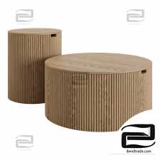 Modern Round Wood Coffee Table Set by Homary