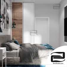 Bedroom in a modern style 3d scene interior