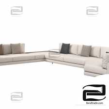 Italian large corner sofa Argo by MisuraEmme with a table