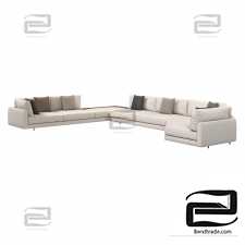 Italian large corner sofa Argo by MisuraEmme with a table