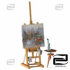 Art set with easel