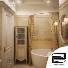 Bathrooms in classic style 3d scene interior