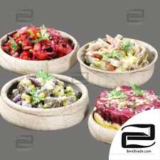 a set of vegetable salads