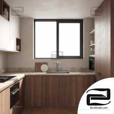 Modern Wooden Kitchen scene / Modern kitchen scene