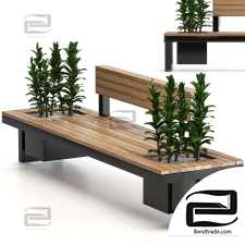 Urban Furniture Bench With Plants 02