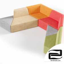 Origami sofa 7-seater 3D Model id 9286