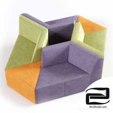 Origami sofa 10-seater 3D Model id 9288