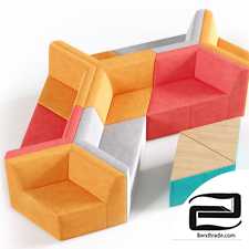 Origami sofa 10-seater 3D Model id 9290