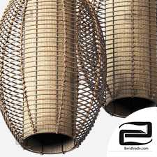 Lamp wicker branch rattan Barrel