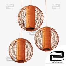 Lamp wicker branch rattan sphere