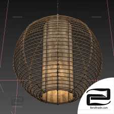 Lamp wicker branch rattan sphere