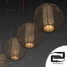 Lamp wicker branch rattan sphere