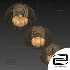 Lamp wicker branch rattan Dome