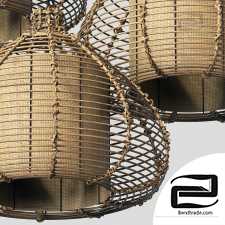 Lamp wicker branch rattan Dome