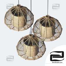 Lamp wicker branch rattan Dome