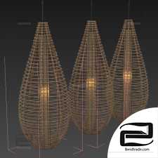 Lamp wicker branch rattan spindle