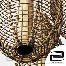 Lamp wicker branch rattan spindle