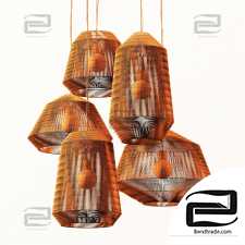 Lamp wood rotang wicker barrel n2 / Lamp woven from rattan 