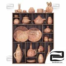 Dishes clay pattern n1 / Clay Tableware rack with patterns