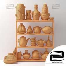 Dishes clay rack n6 / Clay tableware rack No. 6