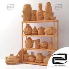 Dishes clay rack n6 / Clay tableware rack No. 6