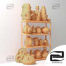 Dishes clay rack n6 / Clay tableware rack No. 6