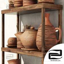 Dishes clay rack n8 / Rack with pottery N8