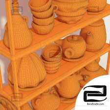 Dishes clay rack n9 / Clay tableware rack No. 9