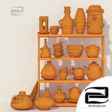 Dishes clay rack n9 / Clay tableware rack No. 9