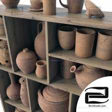 Dishes clay rack n15 / Shelf with clay dishes No. 15