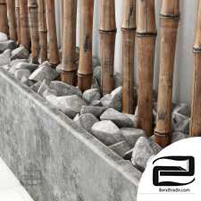 Bamboo on a river stone base / Bambooo decor foundation river stone