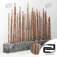 Bamboo on a river stone base / Bambooo decor foundation river stone