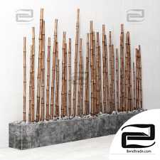 Bamboo on a river stone base / Bambooo decor foundation river stone