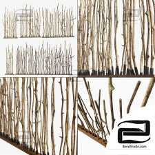 Branch crooked long wall decor n1 / Decor long screen of crooked branches No.1