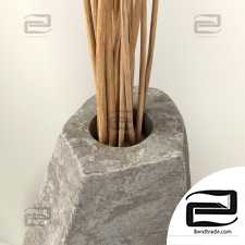 Branch stone rock vase decor n3 / Branches in stone rock vases decor No. 3