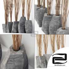 Branch stone rock vase decor n3 / Branches in stone rock vases decor No. 3