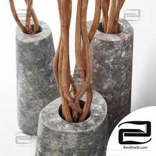 Branch stone rock vase decor n3 / Branches in stone rock vases decor No. 3