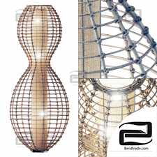 Floor lamp cage rotang n1 / Checkered rattan floor lamp