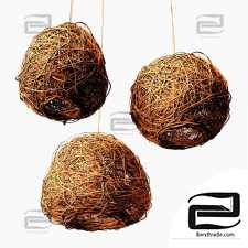 Lamp Rattan sphere hive n1 / Rattan chandeliers spherical beehive No. 1