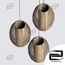 Lamp wicker branch rattan Barrel