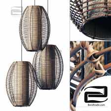 Lamp wicker branch rattan Barrel