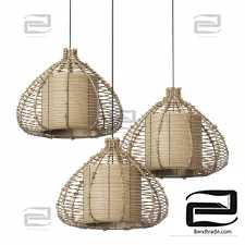 Lamp wicker branch rattan Dome