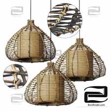 Lamp wicker branch rattan Dome