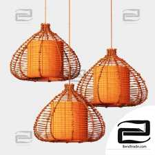 Lamp wicker branch rattan Dome