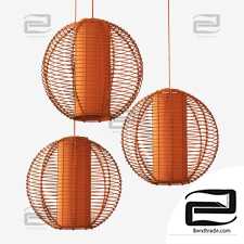 Lamp wicker branch rattan sphere